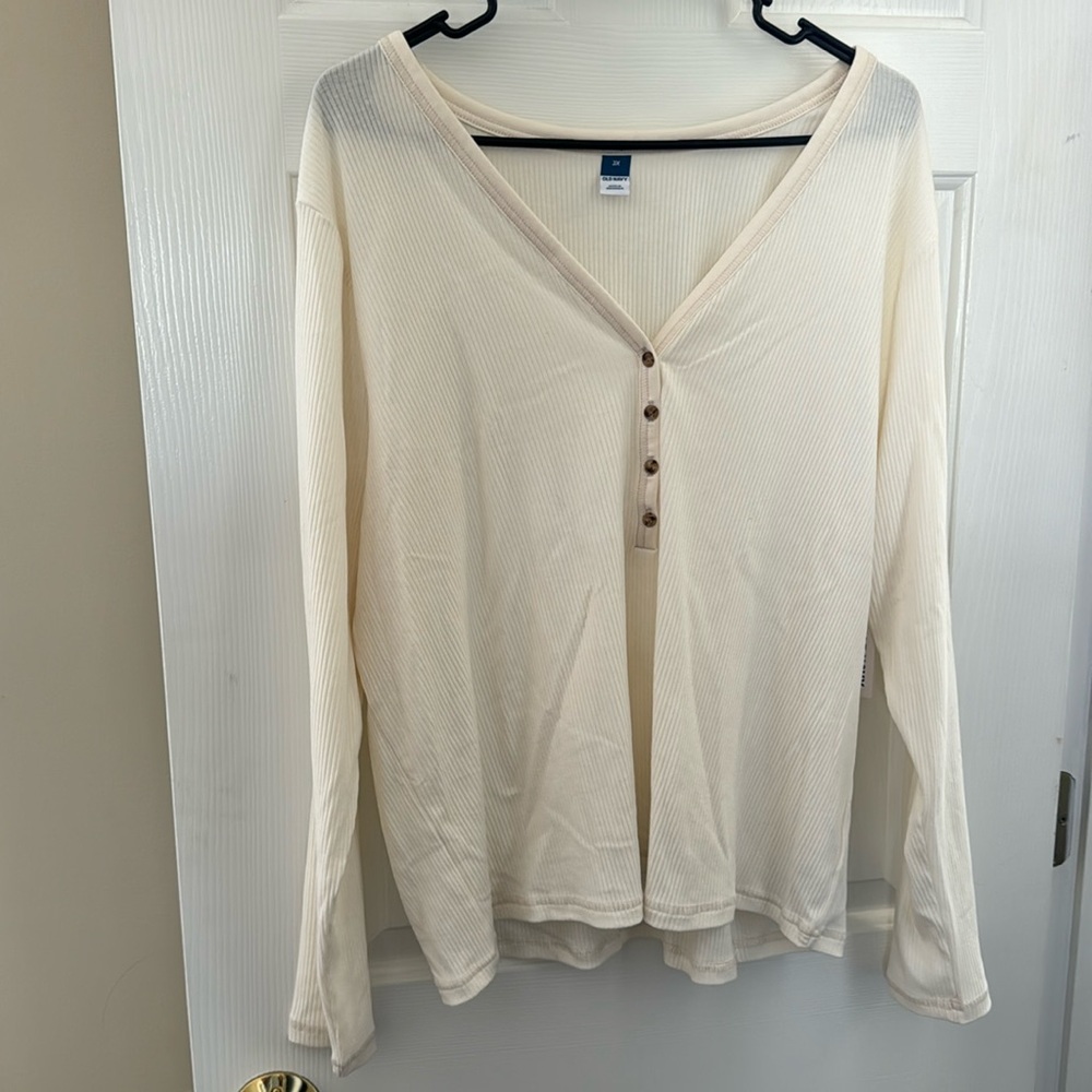 NWT Old Navy Off-White Henley Shirt - Size 3X
